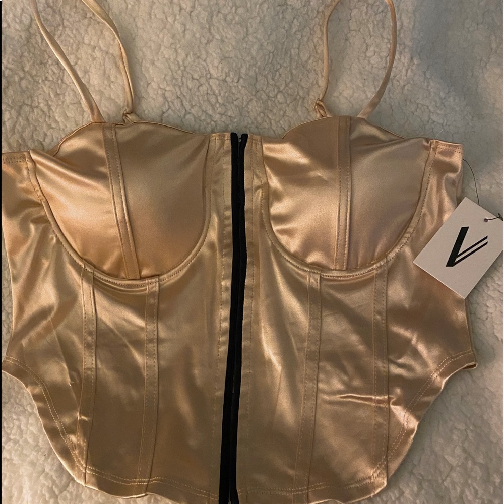 Vibe Gold & Black Trim Camisole Top